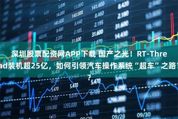 深圳股票配资网APP下载 国产之光！RT-Thread装机超25亿，如何引领汽车操作系统“超车”之路？