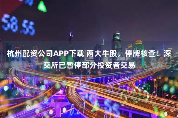 杭州配资公司APP下载 两大牛股，停牌核查！深交所已暂停部分投资者交易